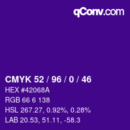 Color code: CMYK 52 / 96 / 0 / 46 | qconv.com