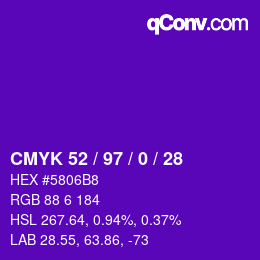 Color code: CMYK 52 / 97 / 0 / 28 | qconv.com