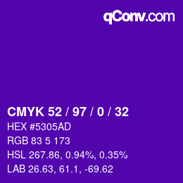 Color code: CMYK 52 / 97 / 0 / 32 | qconv.com