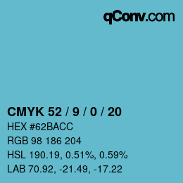 颜色代码: CMYK 52 / 9 / 0 / 20 | qconv.com