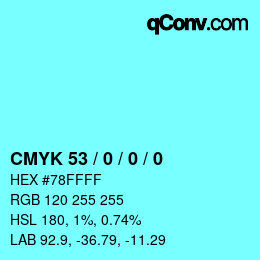 Color code: CMYK 53 / 0 / 0 / 0 | qconv.com