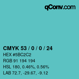 カラーコード: CMYK 53 / 0 / 0 / 24 | qconv.com