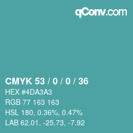 Color code: CMYK 53 / 0 / 0 / 36 | qconv.com