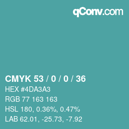 Color code: CMYK 53 / 0 / 0 / 36 | qconv.com