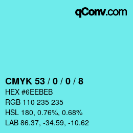 Farbcode: CMYK 53 / 0 / 0 / 8 | qconv.com