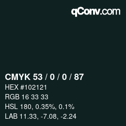 Color code: CMYK 53 / 0 / 0 / 87 | qconv.com