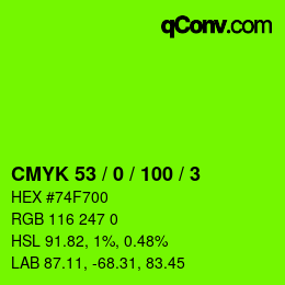 Farbcode: CMYK 53 / 0 / 100 / 3 | qconv.com