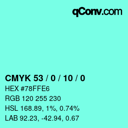 颜色代码: CMYK 53 / 0 / 10 / 0 | qconv.com