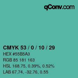 カラーコード: CMYK 53 / 0 / 10 / 29 | qconv.com