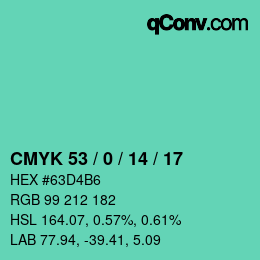 Código de color: CMYK 53 / 0 / 14 / 17 | qconv.com