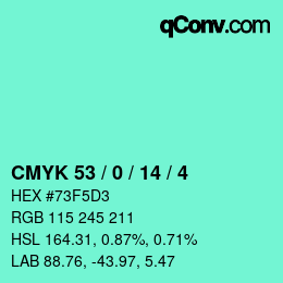Color code: CMYK 53 / 0 / 14 / 4 | qconv.com