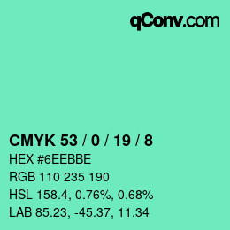 カラーコード: CMYK 53 / 0 / 19 / 8 | qconv.com