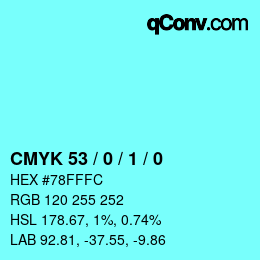 カラーコード: CMYK 53 / 0 / 1 / 0 | qconv.com