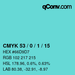 Color code: CMYK 53 / 0 / 1 / 15 | qconv.com