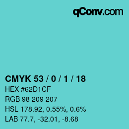 Color code: CMYK 53 / 0 / 1 / 18 | qconv.com
