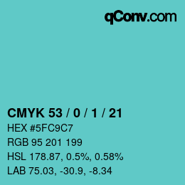 Color code: CMYK 53 / 0 / 1 / 21 | qconv.com