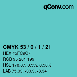 Color code: CMYK 53 / 0 / 1 / 21 | qconv.com