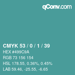 颜色代码: CMYK 53 / 0 / 1 / 39 | qconv.com