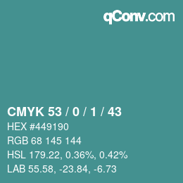 Color code: CMYK 53 / 0 / 1 / 43 | qconv.com