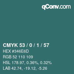 カラーコード: CMYK 53 / 0 / 1 / 57 | qconv.com