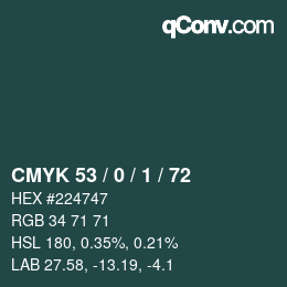 Color code: CMYK 53 / 0 / 1 / 72 | qconv.com