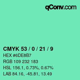 Color code: CMYK 53 / 0 / 21 / 9 | qconv.com