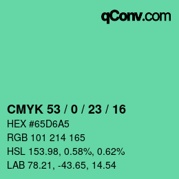 Color code: CMYK 53 / 0 / 23 / 16 | qconv.com