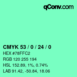 颜色代码: CMYK 53 / 0 / 24 / 0 | qconv.com