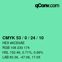 颜色代码: CMYK 53 / 0 / 24 / 10 | qconv.com