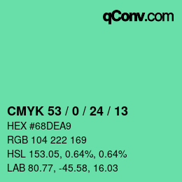 颜色代码: CMYK 53 / 0 / 24 / 13 | qconv.com