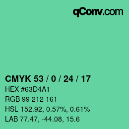 颜色代码: CMYK 53 / 0 / 24 / 17 | qconv.com