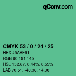 颜色代码: CMYK 53 / 0 / 24 / 25 | qconv.com