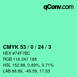 Color code: CMYK 53 / 0 / 24 / 3 | qconv.com