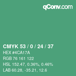 颜色代码: CMYK 53 / 0 / 24 / 37 | qconv.com