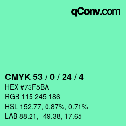 カラーコード: CMYK 53 / 0 / 24 / 4 | qconv.com