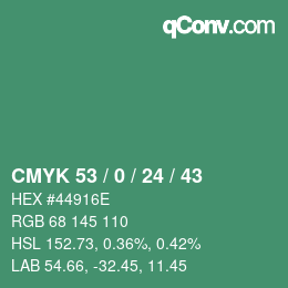 颜色代码: CMYK 53 / 0 / 24 / 43 | qconv.com