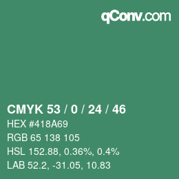 Color code: CMYK 53 / 0 / 24 / 46 | qconv.com