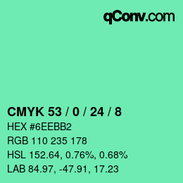 Color code: CMYK 53 / 0 / 24 / 8 | qconv.com