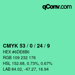 Color code: CMYK 53 / 0 / 24 / 9 | qconv.com