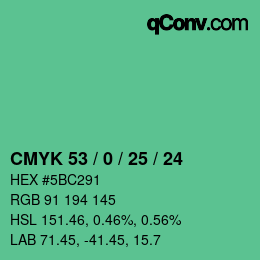 颜色代码: CMYK 53 / 0 / 25 / 24 | qconv.com