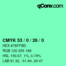 颜色代码: CMYK 53 / 0 / 26 / 0 | qconv.com