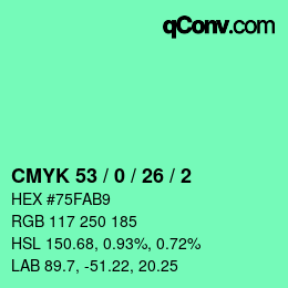 Color code: CMYK 53 / 0 / 26 / 2 | qconv.com