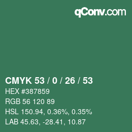 Color code: CMYK 53 / 0 / 26 / 53 | qconv.com