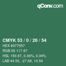 カラーコード: CMYK 53 / 0 / 26 / 54 | qconv.com