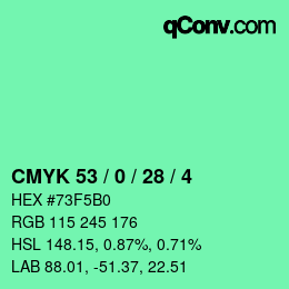 Color code: CMYK 53 / 0 / 28 / 4 | qconv.com