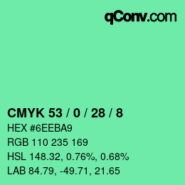Color code: CMYK 53 / 0 / 28 / 8 | qconv.com