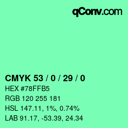 Color code: CMYK 53 / 0 / 29 / 0 | qconv.com