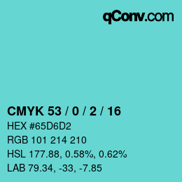 カラーコード: CMYK 53 / 0 / 2 / 16 | qconv.com