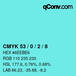 カラーコード: CMYK 53 / 0 / 2 / 8 | qconv.com