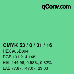 Color code: CMYK 53 / 0 / 31 / 16 | qconv.com